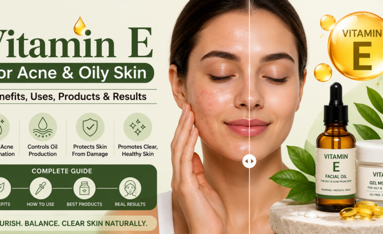 Taking care of your face can feel like a guessing game when you deal with excess shine and frequent breakouts. You might try dozens of different products, only to find that some dry your face out completely while others just make the oiliness worse. Finding a balanced, gentle ingredient is vital to feeling confident and comfortable. One ingredient that often gets overlooked is vitamin E. You have probably seen it listed on the back of lotion bottles or heard about it in health class. It is a naturally occurring nutrient that helps protect your cells from daily damage. When it comes to your face, using Vitamin E for Acne & Oily Skin can be a helpful way to soothe irritation and promote healing. This guide covers exactly how this vitamin works, the main benefits you can expect, and simple ways to add it to your daily habits. What makes this vitamin so special? Vitamin E is a powerful antioxidant. Antioxidants act like tiny shields for your cells. They protect your skin from outside stressors like pollution, dust, and harsh sunlight. When your face is exposed to these elements, it can become inflamed, leading to redness and bigger breakouts. Your body naturally produces vitamin E through a sticky oil called sebum. People with oily skin actually produce a lot of sebum. However, when you face frequent breakouts, the quality of that oil can change, and your skin might still need some extra help healing from old blemishes. Top benefits of Vitamin E for Acne & Oily Skin Adding this nutrient to your routine can bring several noticeable changes to your face. Here are the most common benefits you might experience. Calms redness and swelling Breakouts are essentially small infections on your face. They become red, swollen, and painful. Because vitamin E has natural anti-inflammatory properties, it can help calm down that angry redness. When the swelling goes down, your pimples look smaller and are much easier to cover up if you choose to wear makeup. Helps fade dark spots After a pimple finally goes away, it often leaves a stubborn dark mark behind. These spots can take weeks or even months to fade. Vitamin E supports your skin's natural healing process. It encourages cell turnover, which means newer, healthier skin comes to the surface faster. If you are reading guides on how to remove pimple marks quickly, you will often find this vitamin listed as a top ingredient for repairing the skin barrier. Keeps the face hydrated safely A common mistake people make with oily skin is skipping moisturizer. If you let your face get too dry, your body will panic and produce even more oil to compensate. Vitamin E provides lightweight hydration. It helps lock in moisture so your face stays balanced. When your face is properly hydrated, your body stops overproducing the oils that clog your pores. Simple ways to use it in your routine You do not need to spend a lot of money to see results. There are a few different ways to incorporate this nutrient into your life. Eat nutrient-rich foods The best way to get vitamins is always from the inside out. Your diet plays a huge role in how your face looks and feels. Try adding more sunflower seeds, almonds, peanuts, and spinach to your meals. These foods are packed with natural vitamin E. Eating a handful of almonds a day is a tasty and simple habit that supports your overall health. Use a targeted serum If you want to apply it directly to your face, look for a lightweight serum. Serums are thinner than heavy creams, making them perfect for oily types. Apply a few drops after washing your face and before putting on your daily moisturizer. A good serum is often considered one of the top skincare essentials for women who want to build a simple, effective routine. Choose combination products Vitamin E works extremely well when paired with vitamin C. Together, these two antioxidants boost each other's effectiveness. You can easily find daily moisturizers or face washes that feature both of these ingredients. Just remember to read the labels carefully and choose products labeled "non-comedogenic," which means they will not clog your pores. Frequently Asked Questions Can Vitamin E for Acne & Oily Skin make my face break out more? It depends on how you use it. Pure vitamin E oil is very thick and heavy. If you rub thick oil all over an already oily face, it might clog your pores and cause more pimples. That is why it is better to use lightweight lotions or serums that contain the vitamin, rather than the pure oil itself. How long does it take to see results? Skin takes time to heal. You might notice your face feeling softer and less red within a week or two. However, fading dark spots and balancing oil production usually takes about four to six weeks of consistent use. Can I pop a vitamin pill and rub the liquid on my face? While many people try this popular home remedy, it is not always the best idea for oily skin. The liquid inside those capsules is usually mixed with heavy carrier oils like soybean oil. Those heavy oils can easily block your pores. Stick to formulated skincare products for the best results. Your next steps for a clearer complexion Achieving a comfortable, clear face does not happen overnight. It requires patience and gentle ingredients that support your body's natural healing process. By focusing on hydration and protection, you can help calm your breakouts and reduce excess shine. Start small by reviewing the products you currently own. Check the ingredient lists for vitamin E (sometimes listed as tocopherol). If you do not have any, consider picking up a lightweight serum or simply adding more almonds and spinach to your grocery list this week. Small, consistent changes will eventually lead to the healthy, glowing face you are looking for.