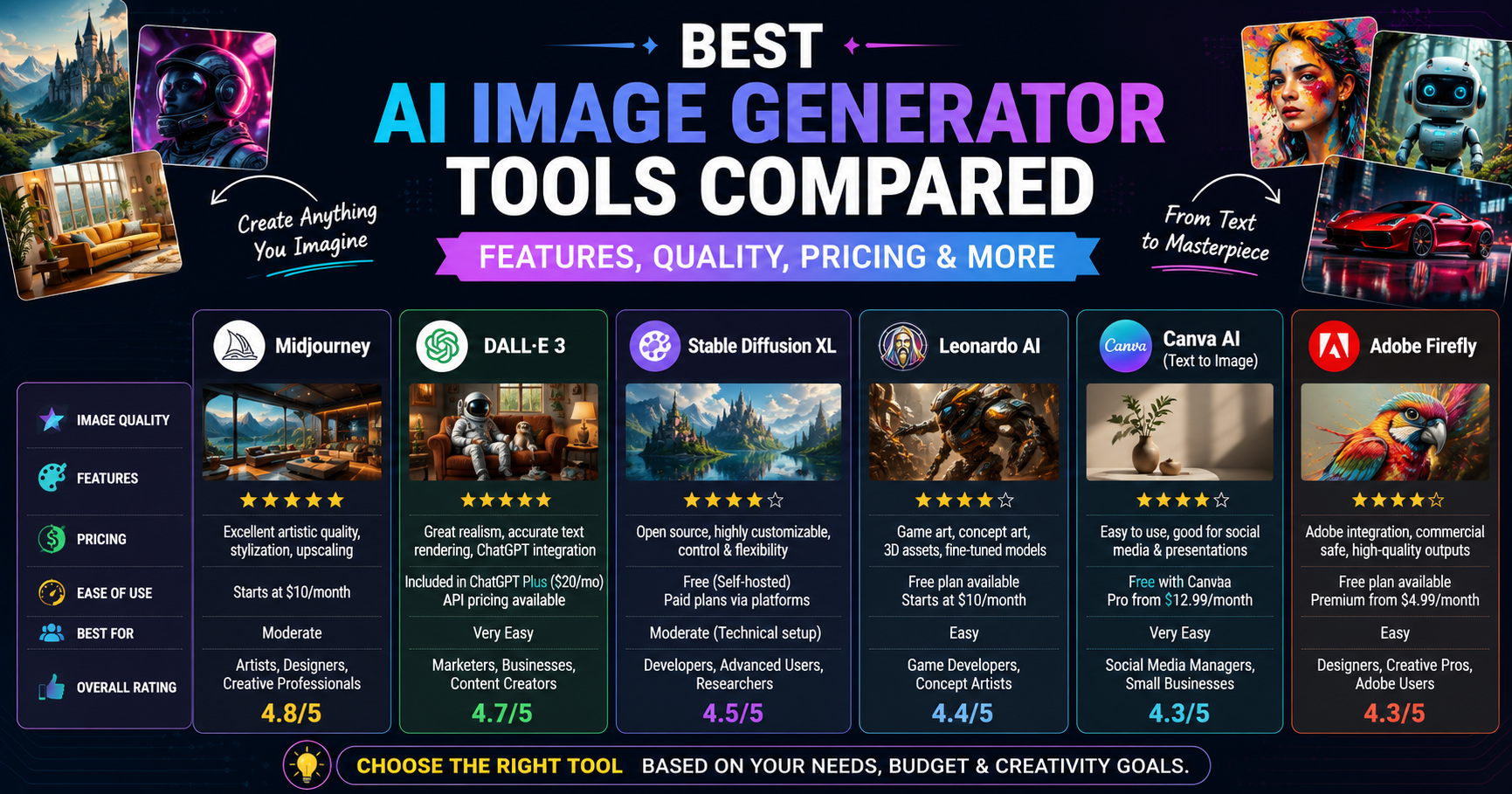 Best AI Image Generator Tools Compared: Which One Is #1?